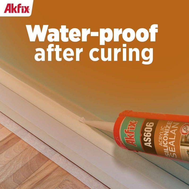 AKFIX AS606 White Acrylic Latex Caulk for Painters (1x10.1 fl.oz.) - Siliconized Acrylic Caulk for Window and Door Sealing, Crack Filling, Baseboards & Trim, Odorless, Paintable | 1 Pack - Image 5